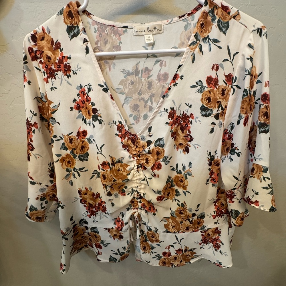Floral V-Neck Women's Blouse